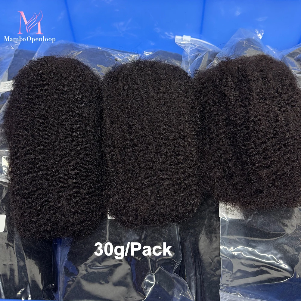 Rambut Manusia Afro Kinky Brasil Alami untuk Kepang Rambut Remy 30g/Pak Tanpa Jalinan QVR 4C Afro Kinky 10-18 Inch