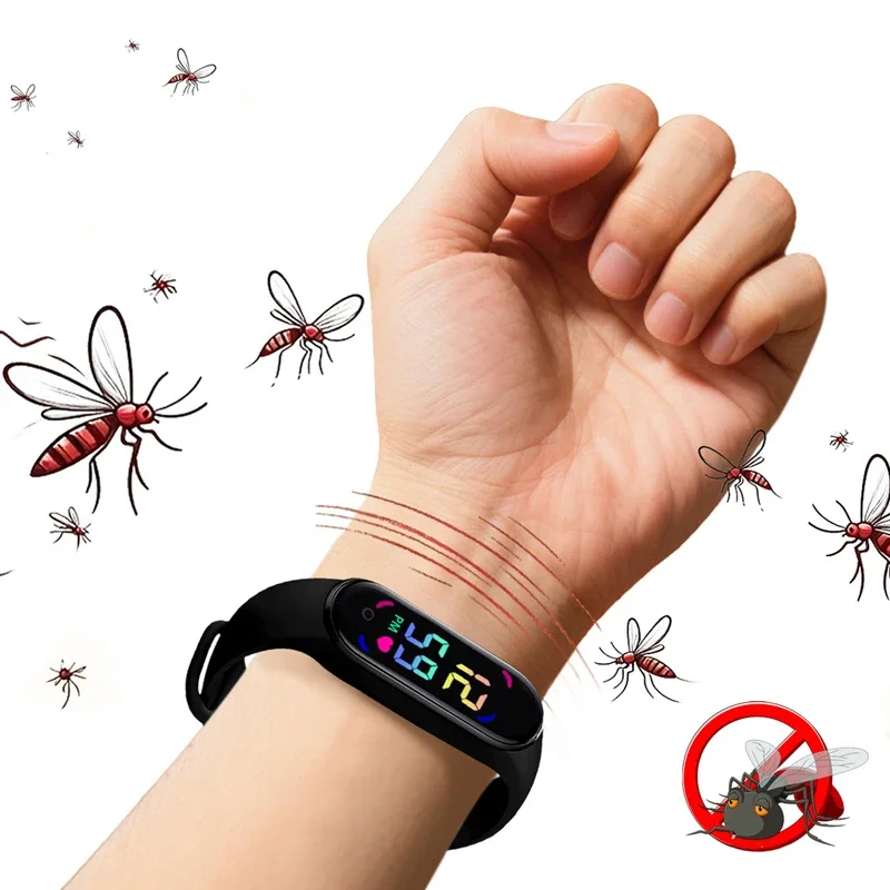 Neues Mückenabwehr-Armband mit LED-Zeitanzeige, tragbare Uhr, physikalisch, ultraschallbasiert, nicht chemisch, für Zuhause, Outdoor und Sport. – Detail 10