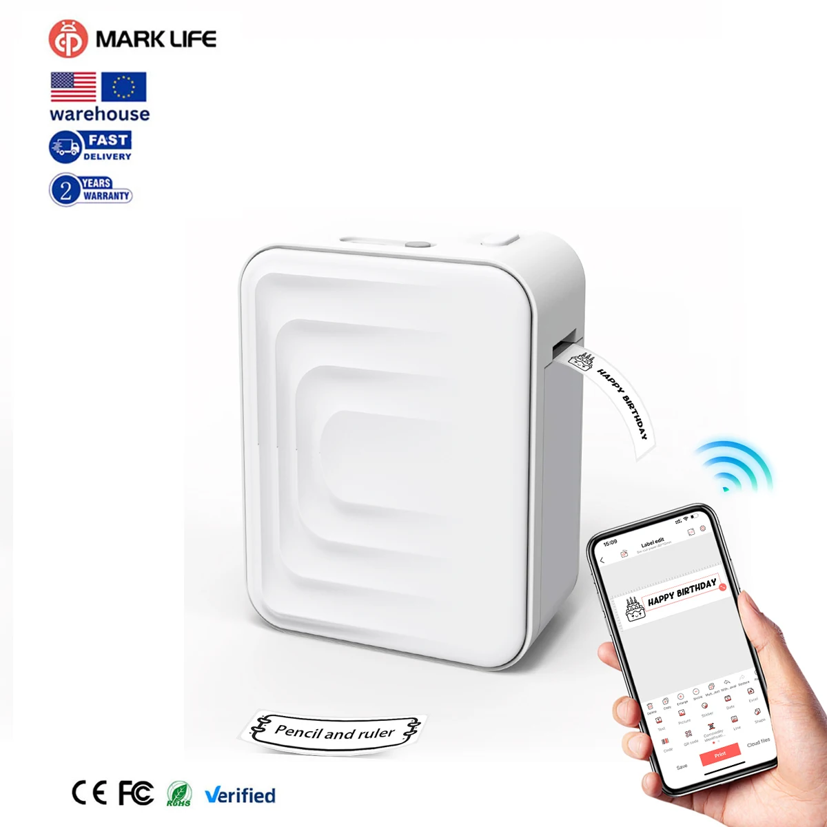 

Marklife M1 Portable Adhesive Barcode Thermal Mini Name Label Sticker Label Printer Machine Thermal Printer for Stickers