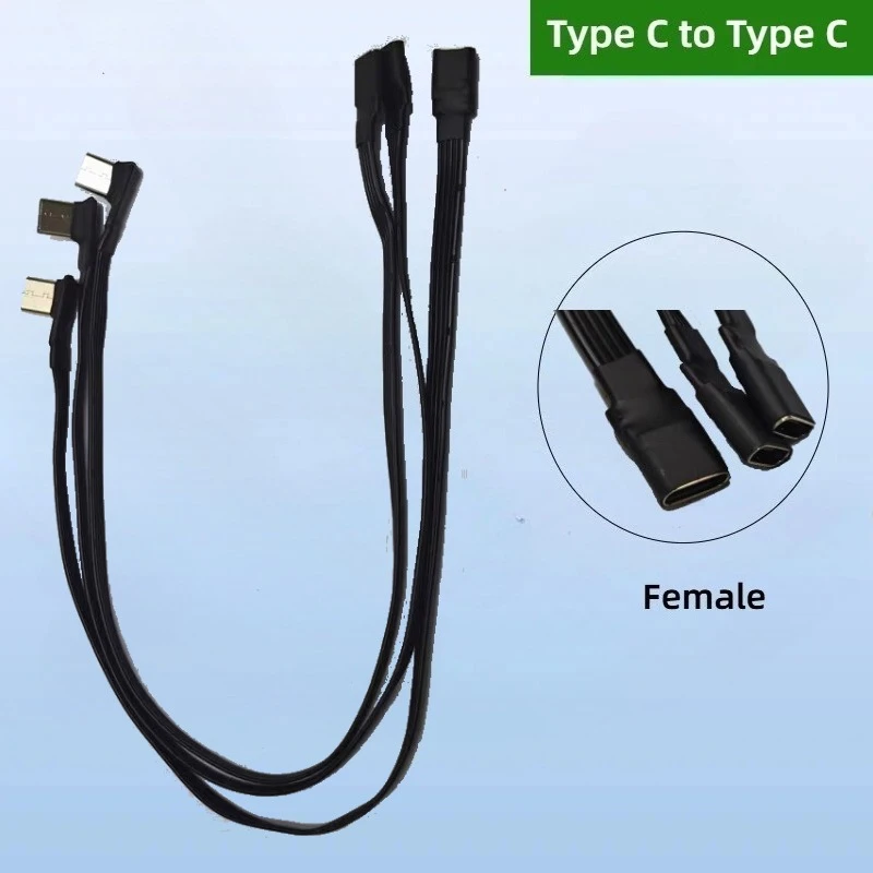 Кабель-адаптер Type-C на USB-C с угловым разъемом 90 градусов, гибкий кабель для повербанка, зарядка PD, передача данных USB 2.0, плоский силиконовый кабель для телефона