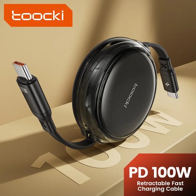 Toocki 100W Kabel szybkiego ładowania typu C do typu C z teleskopowym pudełkiem do szybkiego ładowania telefonu iphone 15 Xiaomi Samsung s24 s23