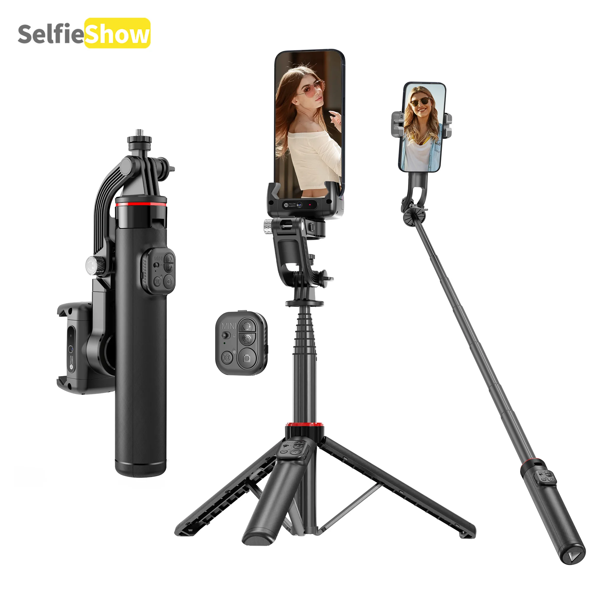 

Selfieshow C22 AI Tracking Deskpot Gimbal 360° ° Поворотный штатив для съемки, выдвижная палка для селфи, беспроводной пульт дистанционного управления для видеоблогов
