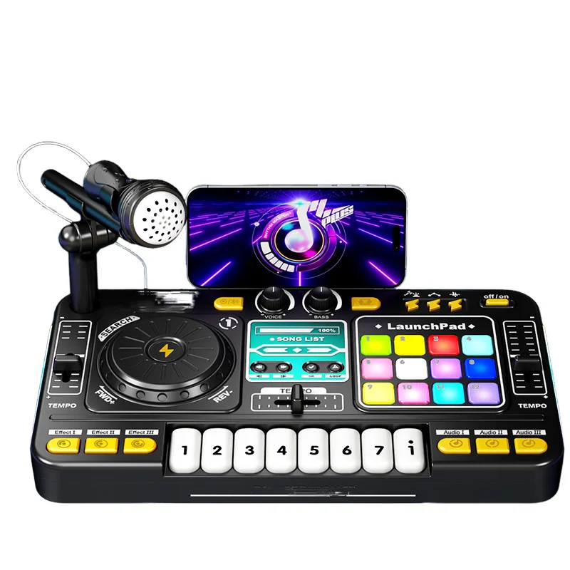 キッズdjミキサーおもちゃ-マイク付き-bluetooth楽器-電子キーボード-ピアノ-ポータブル-幼児向けギフト