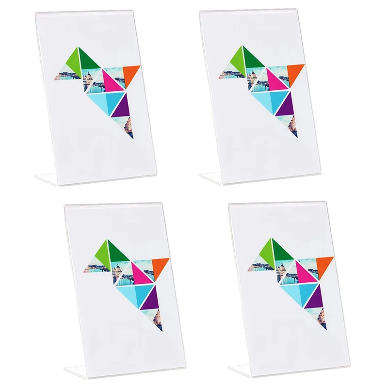 

AD-Slanted Back Acrylic Sign Holder Clear Desktop Sign Holder Plastic Paper Holder Tabletop Display Stand For Restaurant Durable