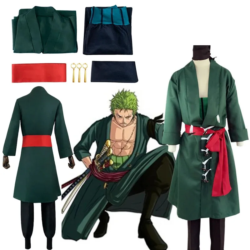 

Anime One-Pieceess Cosplay Anime Roronoa Zoro Cos Clothing Suits Halloween Party Wear After Two Years Version For Men Jumpsuit