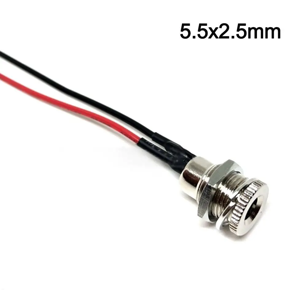 5.5 * 2.1 5.5*2.5mm With Cable Wired DC Power Female DC Socket High Current All Metal Male Female Power Plug Connector