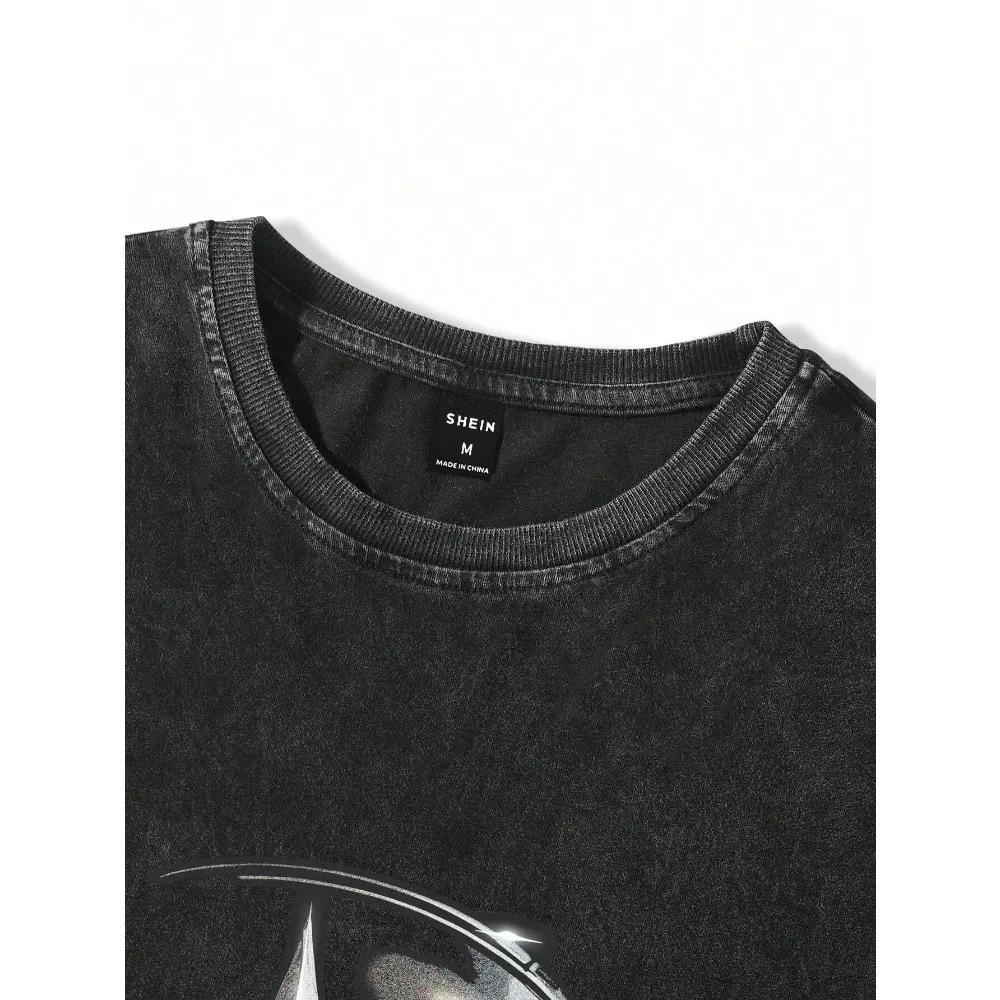 Men\'s Summer Casual Short Sleeve T-Shirt with Star and Character Print Round Neck Harajuku Y2k Pro Choice Oversized T Shirt