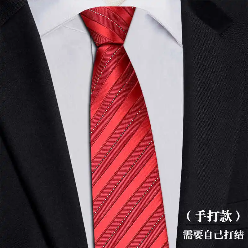 

High Quality 100% Real Silk Tie Fashionable Deep Red Purple Stripes Men's Formal Business Shirt Accessories Hand Tie 7CM Necktie