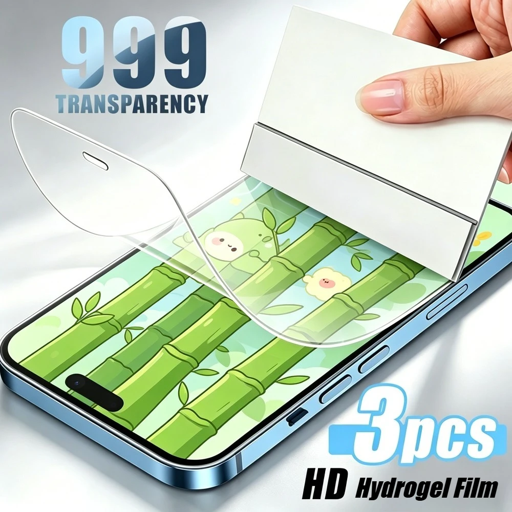 

3Pcs Hydrogel Film Full Cover for iPhone 17 16 15 14 Pro Max 17e 16e Air 13 12 11 Pro 15 14 Plus Anti-Scratch Screen Protector