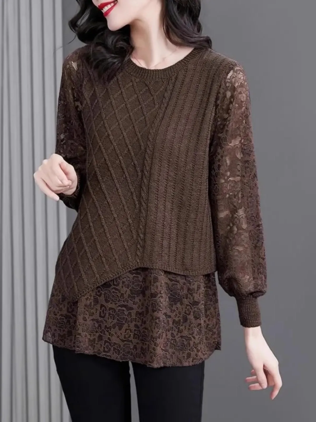 

Sweater Woman 2025 Spring Autumn Fashion Pullover Femme Womens Clothing Long Sleeve Top Knitwear Lace Sweaters