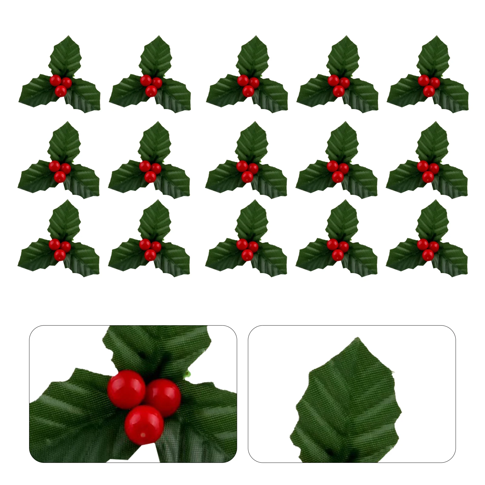 

50Pcs Holly Berry Xmas Branches 7Cm Artificial Red Berries Leaves Fake Berry Twigs for Vase Wreath Crafts Christmas Party