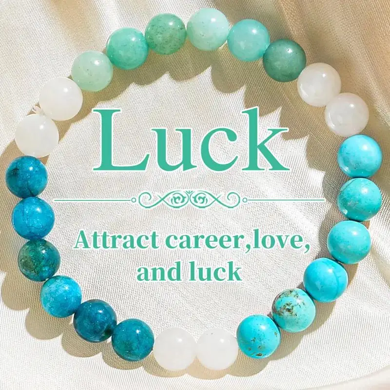 Chinese Style Lucky Blue Crystal Beaded Bracelet For Women Retro Ethnic Fashion Good Fortune Blessing Healing Wrist Jewelry Perf
