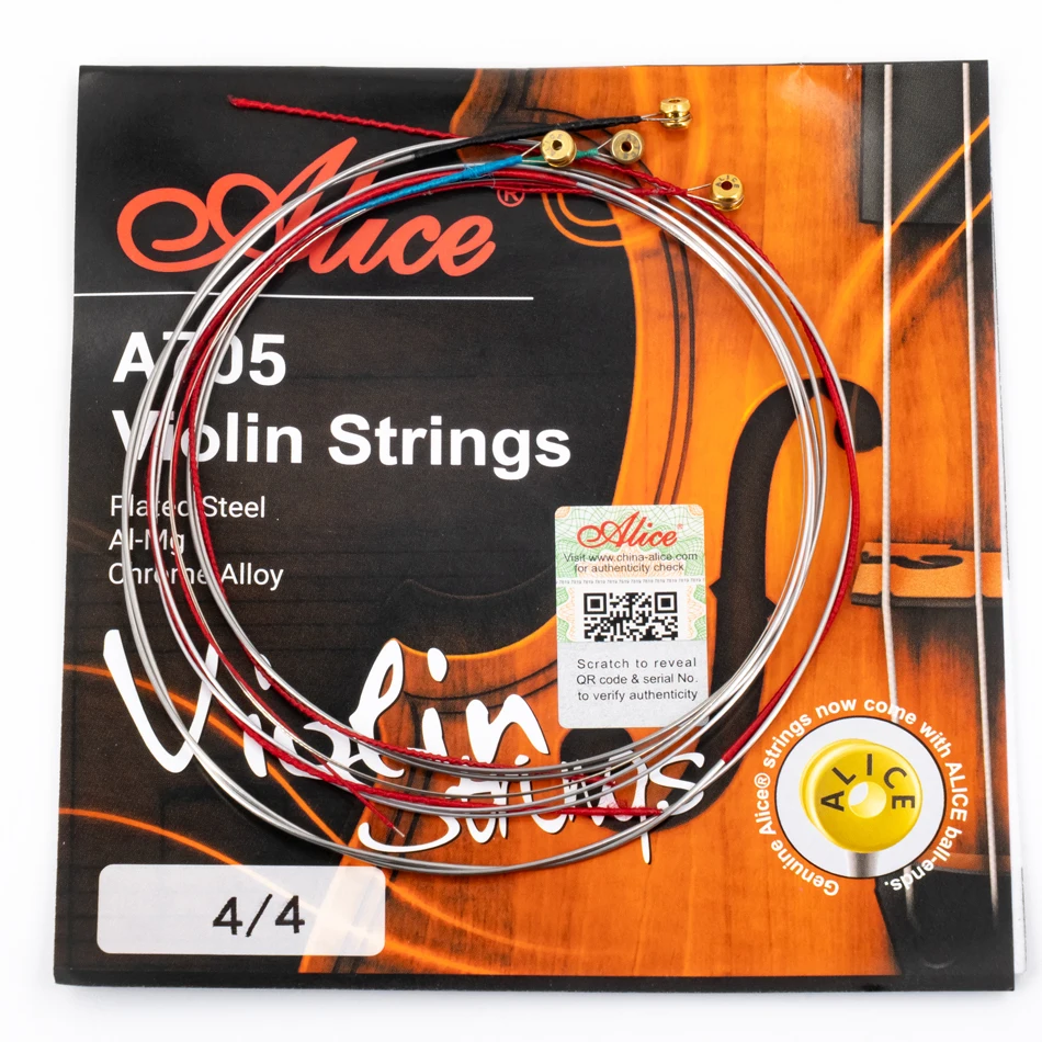 Alice A705 Violin Strings Set Stainless Steel Chrome Alloy Winding Steel Core 4 Strings/ Set for 4/4,3/4,1/2,1/4,1/8