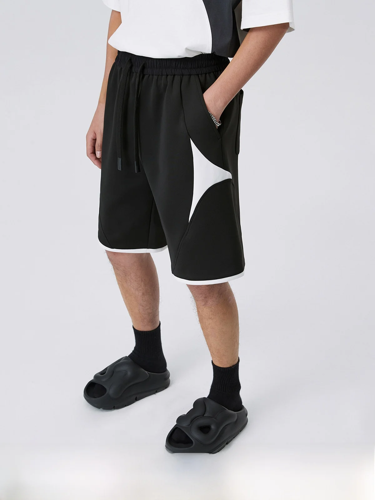 

PCLP Color Blo Star orts Basic Bla Летние повседневные брюки свободного кроя для молодежи, с геометрическим узором, средней посадки