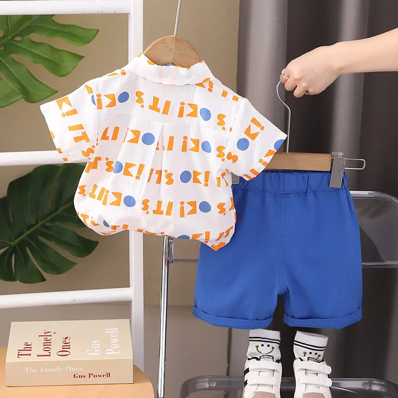 New Children Casual Clothes Suit Summer Boys Girls Printe Letters Shirt Shorts 2Pcs/Set Kids Toddler Clothing Infant 0-5 Years