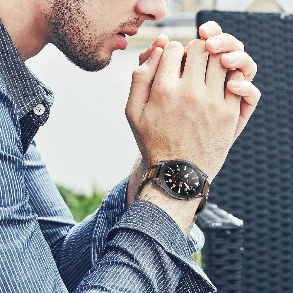 삼성 워치 3 45mm/화웨이 워치 4/3GT3-2 Pro용 22mm 고급 나무 금속 스트랩, Amazfit GTR 4용 교체 팔찌 밴드