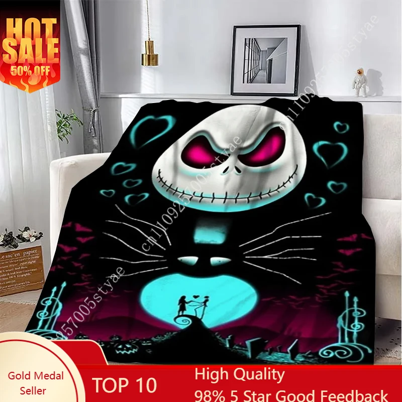 

The Nightmare Before Christmas Jack Blankets Disney Cartoon Plush Blanket Soft Indoor Child Holiday Party Gift Warm Custom Quilt