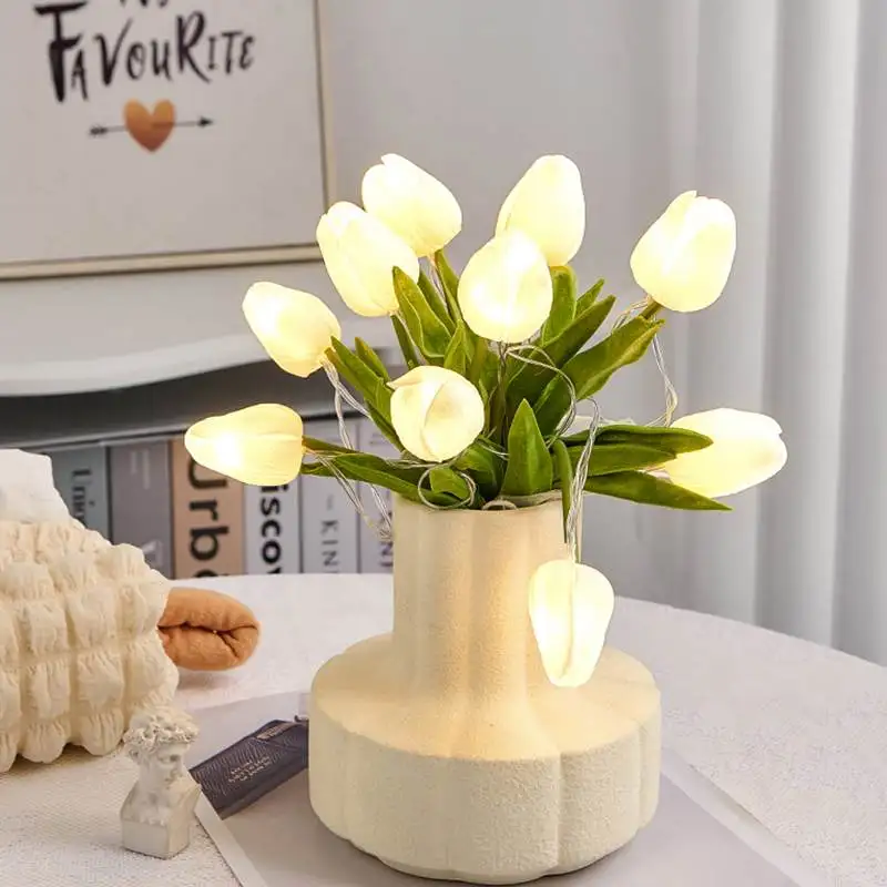 Tulips Artificial Flowers LED Night Light Interior Decoration Bouquet Lamp Simulation Tulip Table Lamp Bedside Atmosphere Light