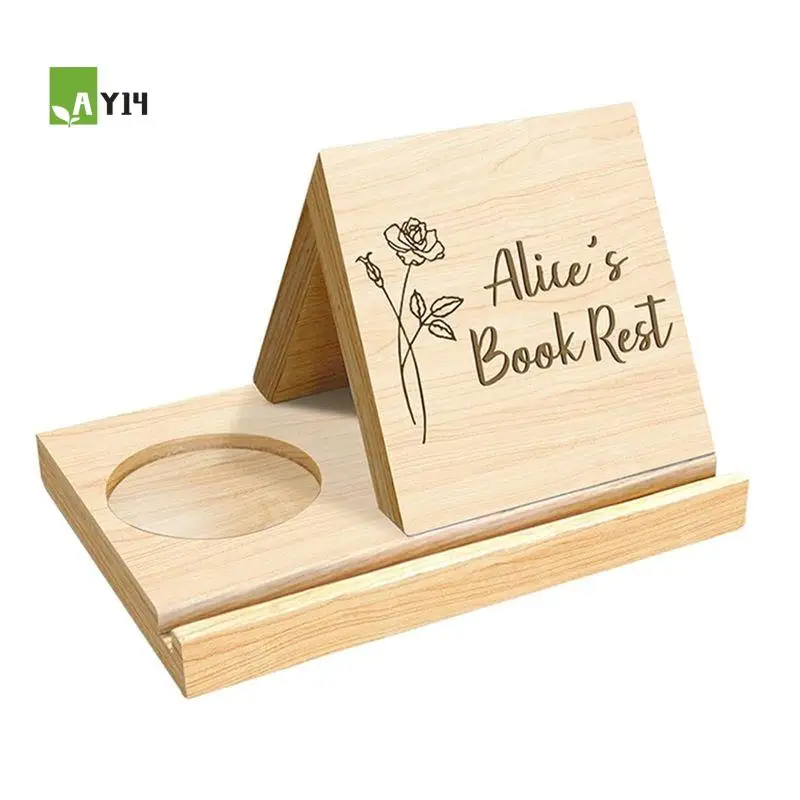 ay14-wooden-triangle-bookshelf-book-stand-holder-wood-book-holder-with-coffee-drink-holder-for-women-book-lover