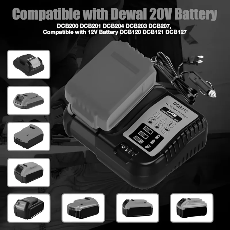 Dual-mode Fast-charging Station with Cigarette Lighter Plug for Milwaukee 12/18V for DL 20/60V Li-ion Batteries for Outdoor Use