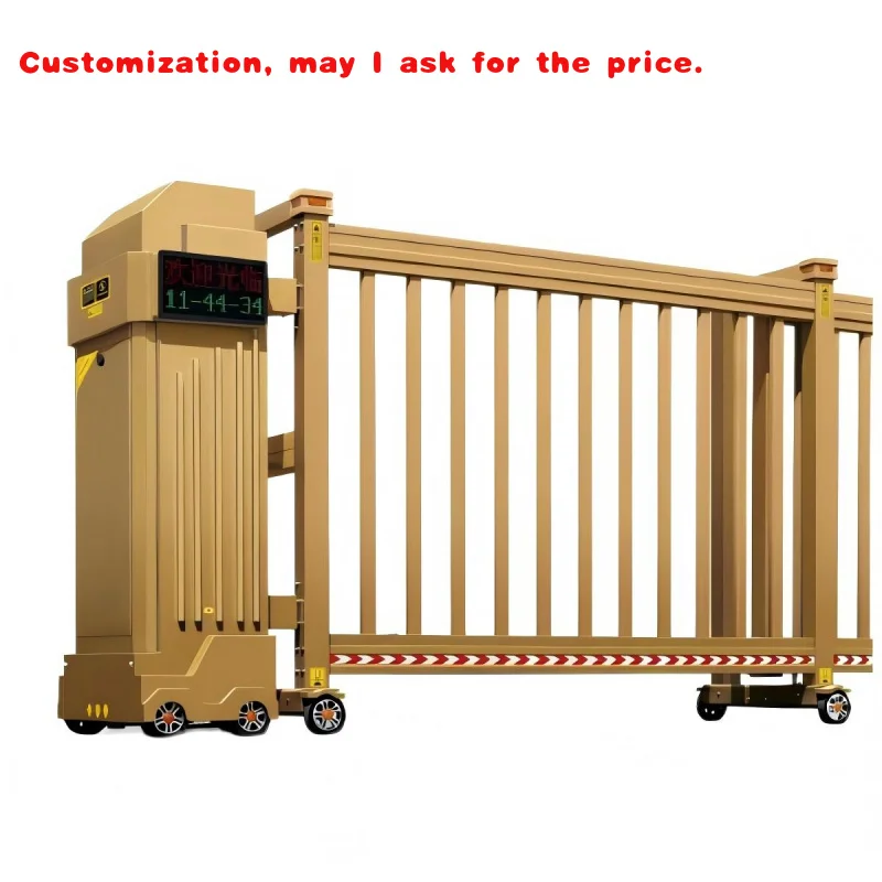 custom.304 Stainless Steel Telescopic Gate Trackless Color Automatic Sliding Fence Remote Control School Site