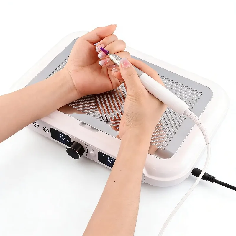 Electric 4500rpm Double Nail Dust Collector 2 in 1 Nail Dust Collector and Brushless Motor Nail Drill Pen