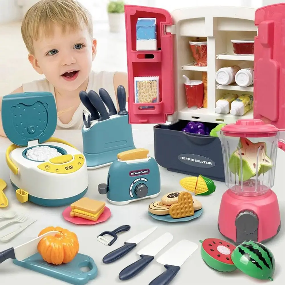Funny Multicolor Cooking Playset Plastic Microwave Baking Playset Gas Stove Simulation Design Playing House Kitchen Gift