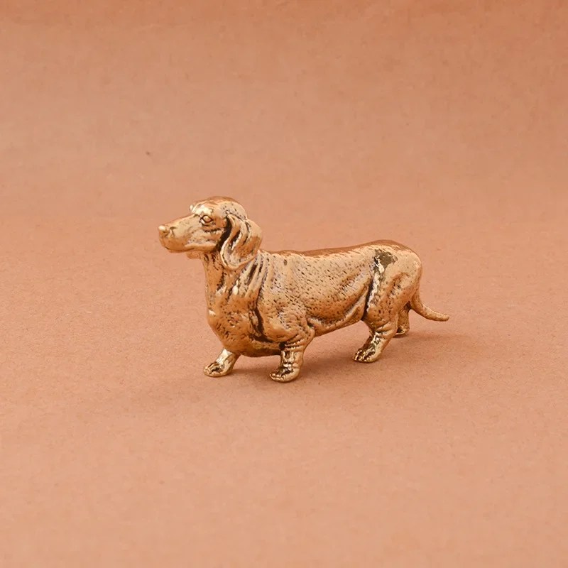 Brass dachshund dog trinket home office desk fun trinket tea pet Zodiac dog brass craft small gift