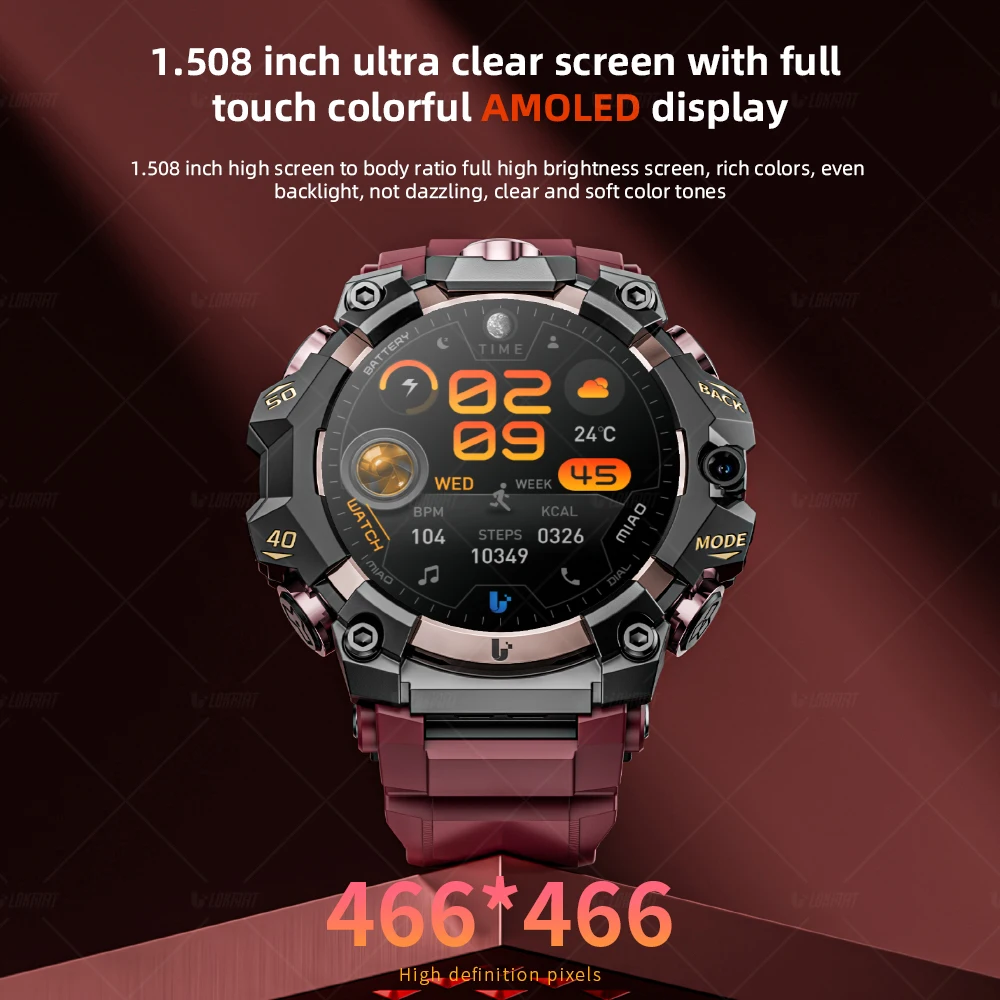 LOKMAT New APPLLP 2 PRO Rugged Sport Android Smart Watch Phone Dual Camera Video Calls Wifi Fitness 4G Watch Amoled Round Screen