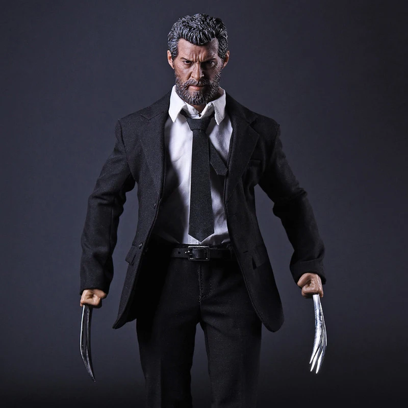 

Copycat 1/6 Scale Old Logan Black Suit Wolf Claw Hugh Jackman Head Sculpt Model Fit 12-inch Male Soldier Action Figure Body