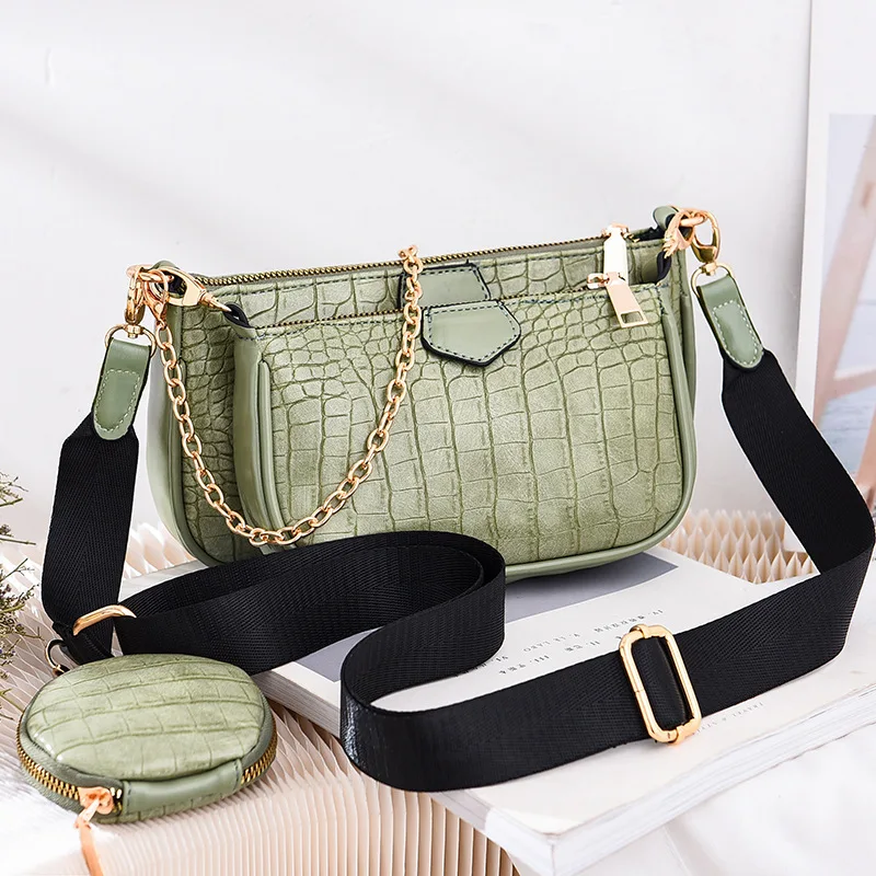 

Fashion Solid Color PU Leather Shoulder Messenger Bag Casual Crossbody Bags Women Handbags Tote Bag 3 Sets Evening Clutch Purse