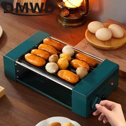 DMWD Mini Electric Hot Dog Roller Sausage Heating Machine Non-stick 2/3 Rods Home Sausage Grill Barbecue Roast Breakfast Machine