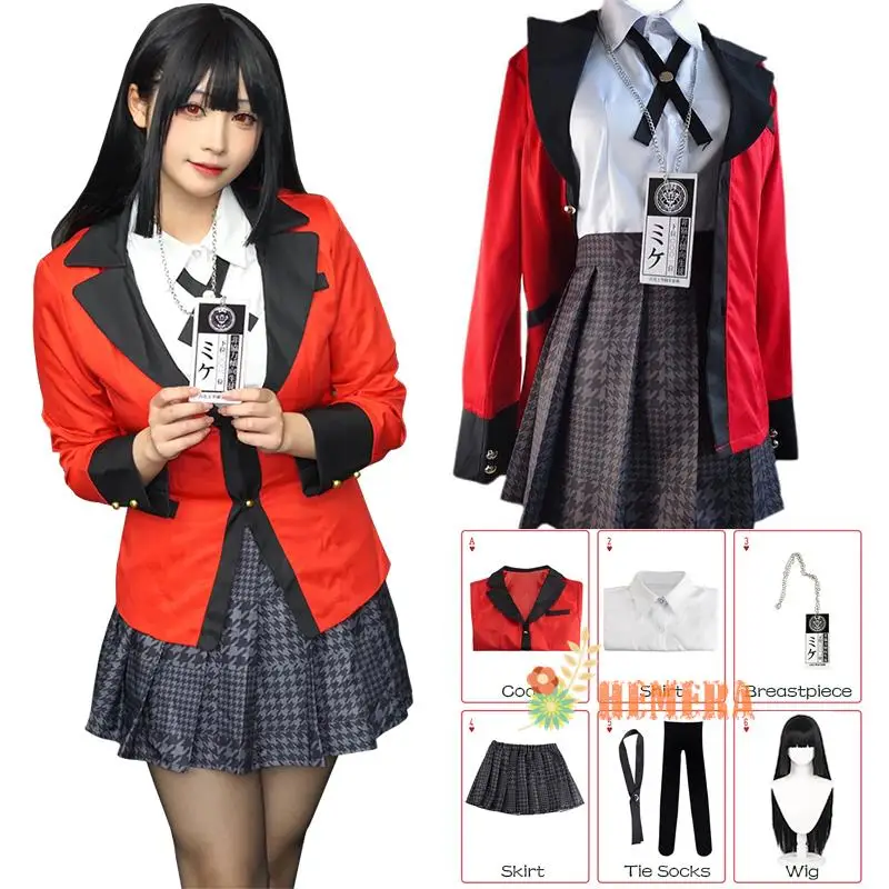 

Kakegurui Jabami Yumeko Cosplay Anime Kakegurui Cosplays Costume School JK Uniform Wig Halloween Party Costume For Women Girls