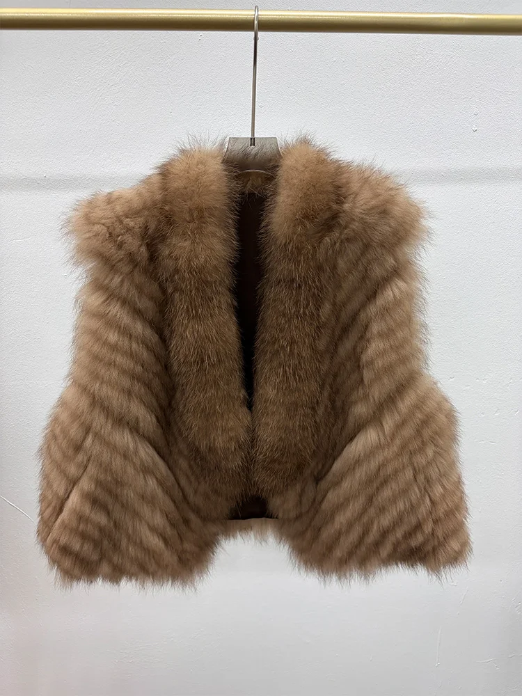 2026 Autumn Winter Warm Women Natural Real Fox Fur Vest Coat  Fur Strip Sewed Toghter Waistcoat Female Jacket Outwear
