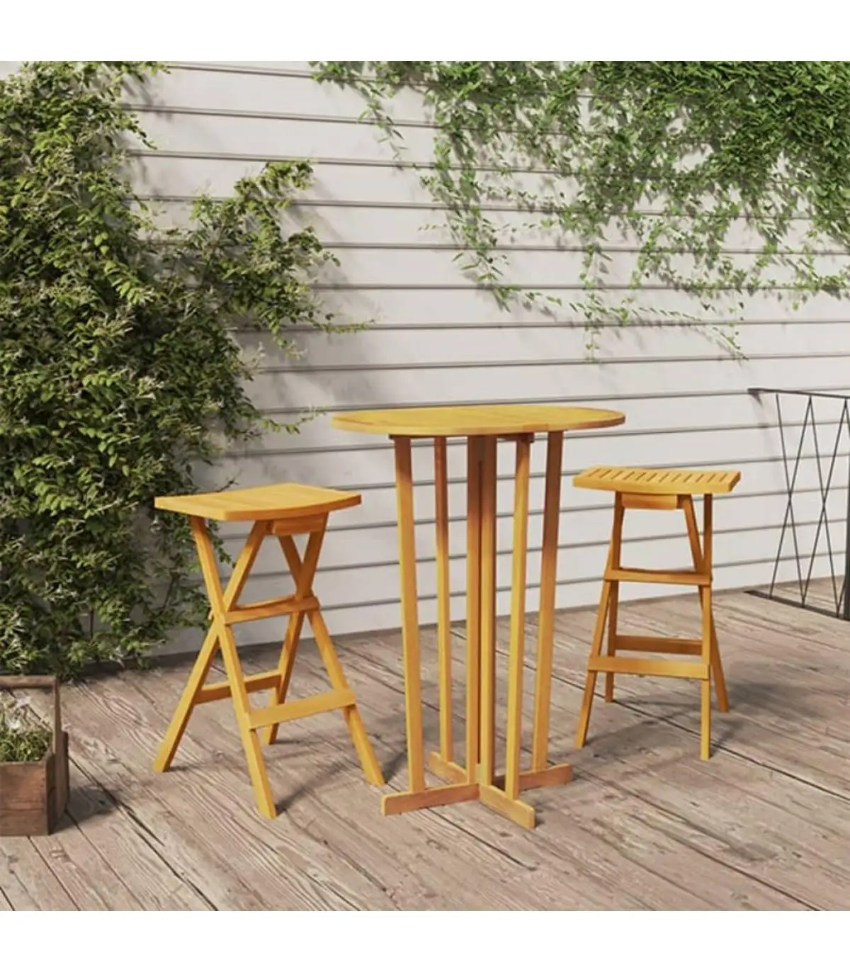 Garden sets folding bar Set 3 pieces teak solid wood