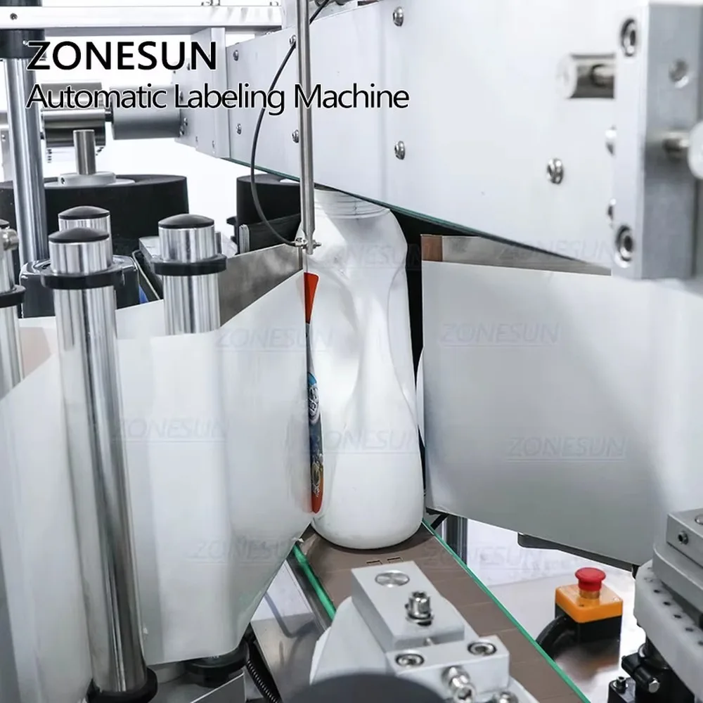 Automatic Flat Bottle Labeling Machine Dual Size Tube Sticker Applicator for Water Bottles Efficient Labelling Equipment