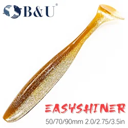 B&U T tail Shad Soft Baits 50 70 90mm ES Easy Shiner Isca Artificial Silicone Pesca Fishing Lures Tackle