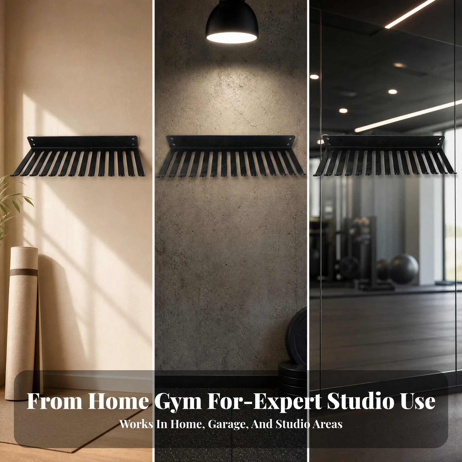 Resistance Band Wall Rack Black Wall-Mounted Gym Accessory Holder Home Gym Storage Rack Heavy-Duty Rust-Resistant