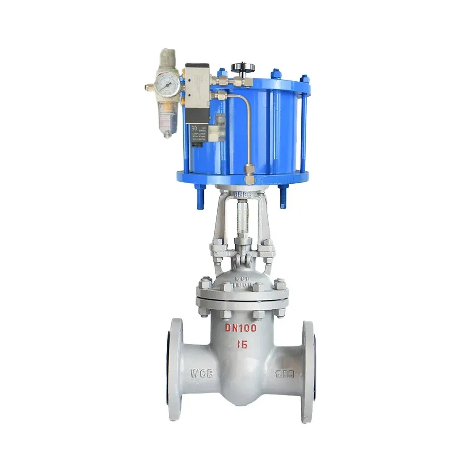 Double Acting Cylinder Pneumatic Flange Gate Valve 4 Inch Stainless Steel 304 WCB Flange Water Gate Valve