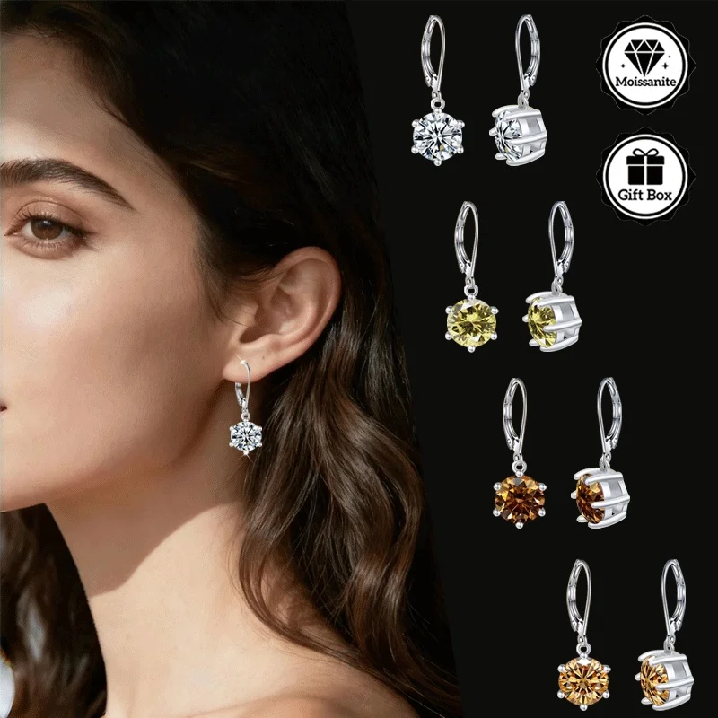 

Ювелирные изделия LAMVOICE для женщин/серьги с 2-каратным муассанитом, гипоаллергенные серьги-крючки, рождественский подарок для ювелирных изделий высокого качества