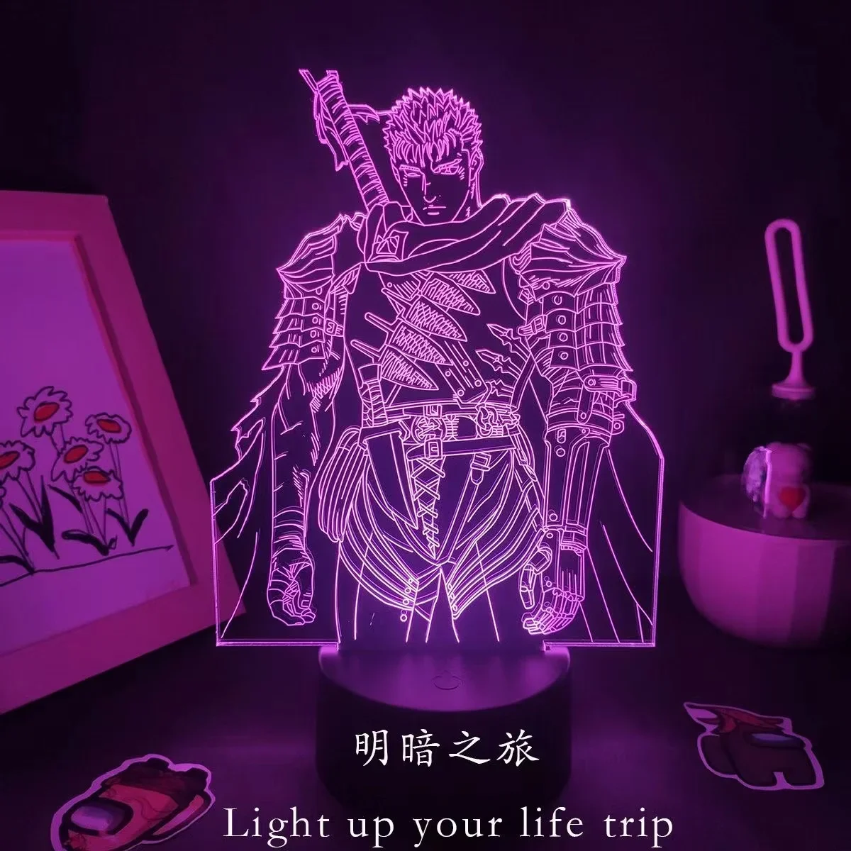 16 Colors 3D Lamps Anime Berserk Guts LED Action Figure Night Lights Gift for Friend Bedroom Manga Coffee Table Desk Decoration