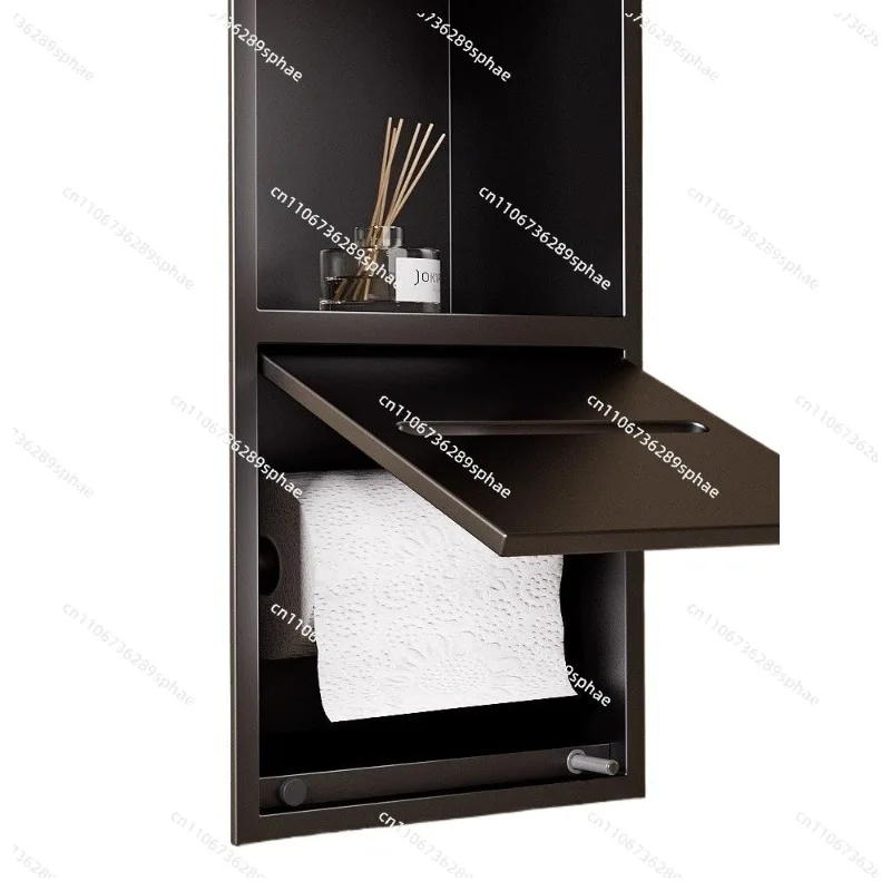 

304 stainless steel wall toilet toilet trash can double-layer tissue box storage bathroom storage cabinet