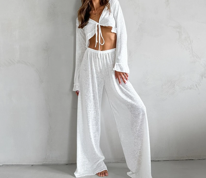 

Новая осенняя коллекция 2026: модные женские пижамы с длинными рукавами и брюками в европейском и американском стиле, повседневная свободная домашняя одежда