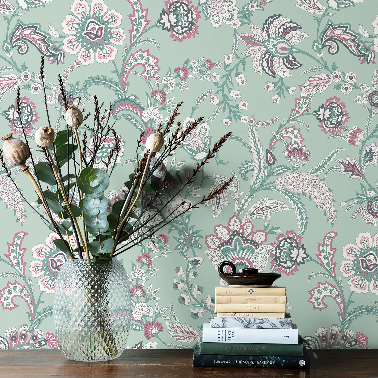 

Blue Flower Peel and Stick Wallpaper Waterproof 3D Removable Wall Decal for Living Room Bedroom Home Decor
