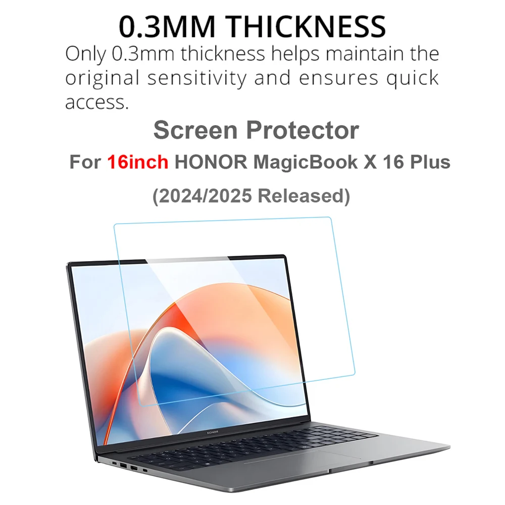 For 16Inch HONOR MagicBook X16 Plus 2024 2025 Screen Protector Scratch-proof Clear 0.3MM HD 9H NoteBook Tempered Glass
