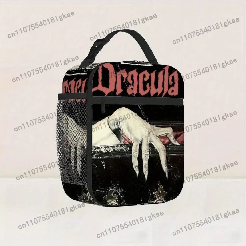 1pc Dracula Gothic Coffin Hand & Vampire Bat Print Thermal Bag - Reusable Portable Cooler for Blood- Non- Items, Dracula-Themed - view 4