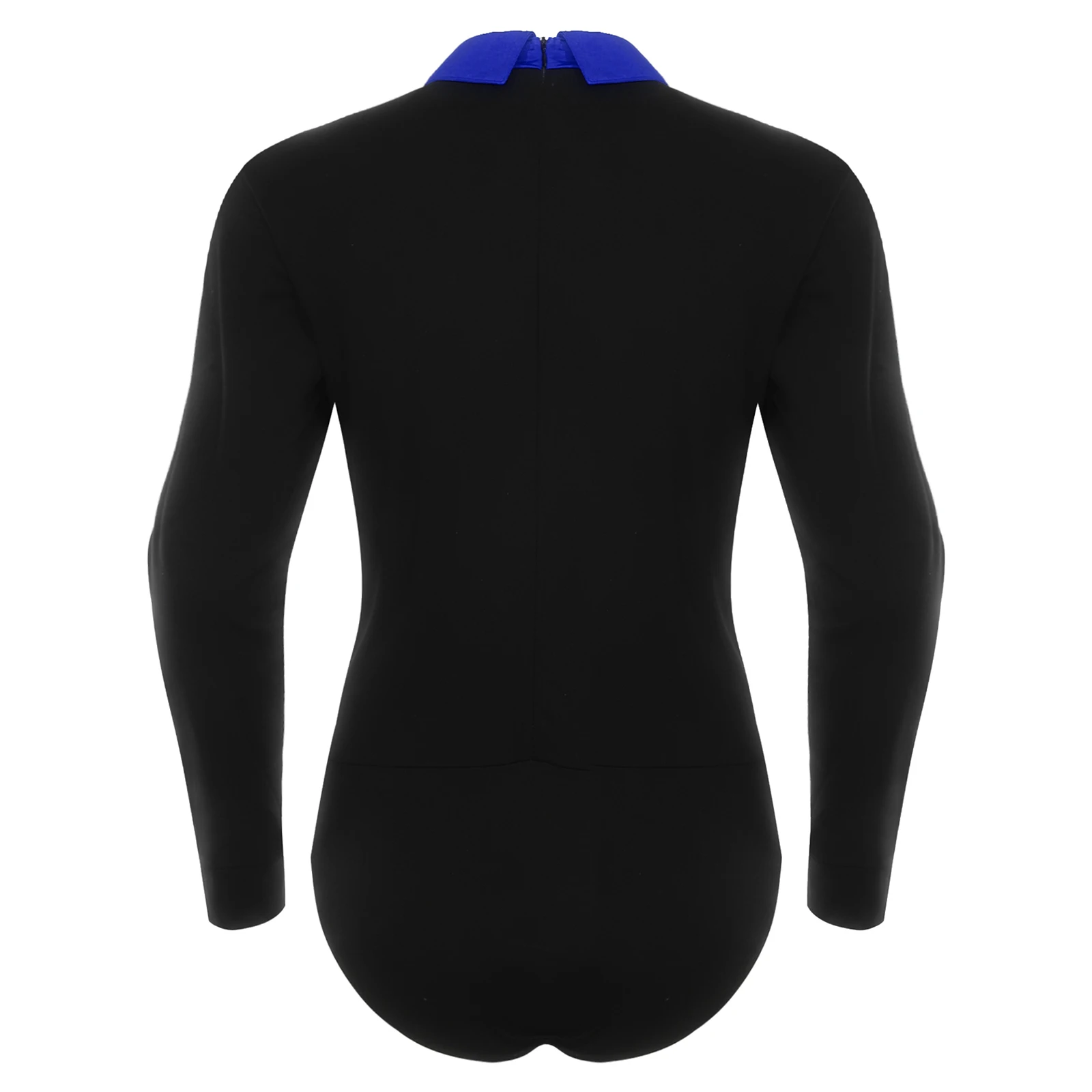 بدلة رقص باليه لاتينية للرجال البالغين مع ربطة عنق وأكمام طويلة من حجر الراين لأداء الرقص على الجمباز