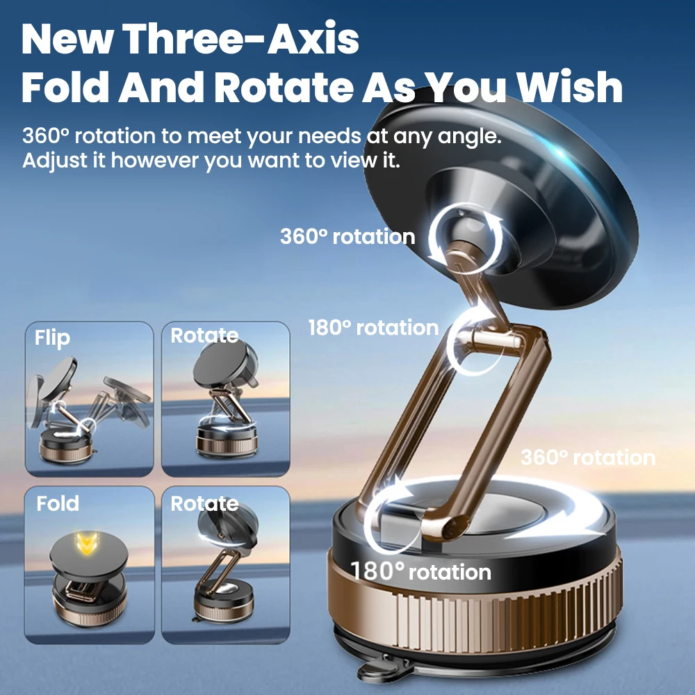 ﻿   Xiaomi 360° ° Вращающийся магнитный автомобильный держатель для телефона, многофункциональная складная вакуумная подставка для телефона, кронштейн для iOS Android