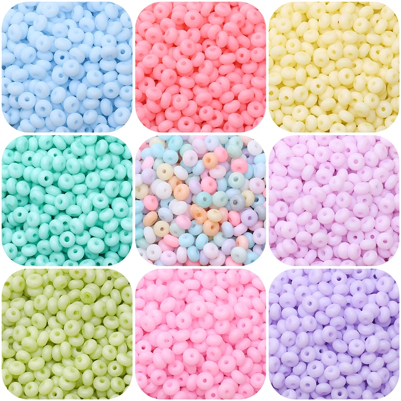 10g 3x6mm Colorful Glass Frosted Abacus Spacer Beads Seed Beads for Bracelet Necklace DIY Jewelry Making Craft Accessories