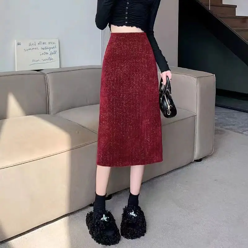 

Spring Autumn New Solid Color Zipper Patchwork A-line Skirt Women High Street Korean Style High Waist All-match Hip Wrap Skirt